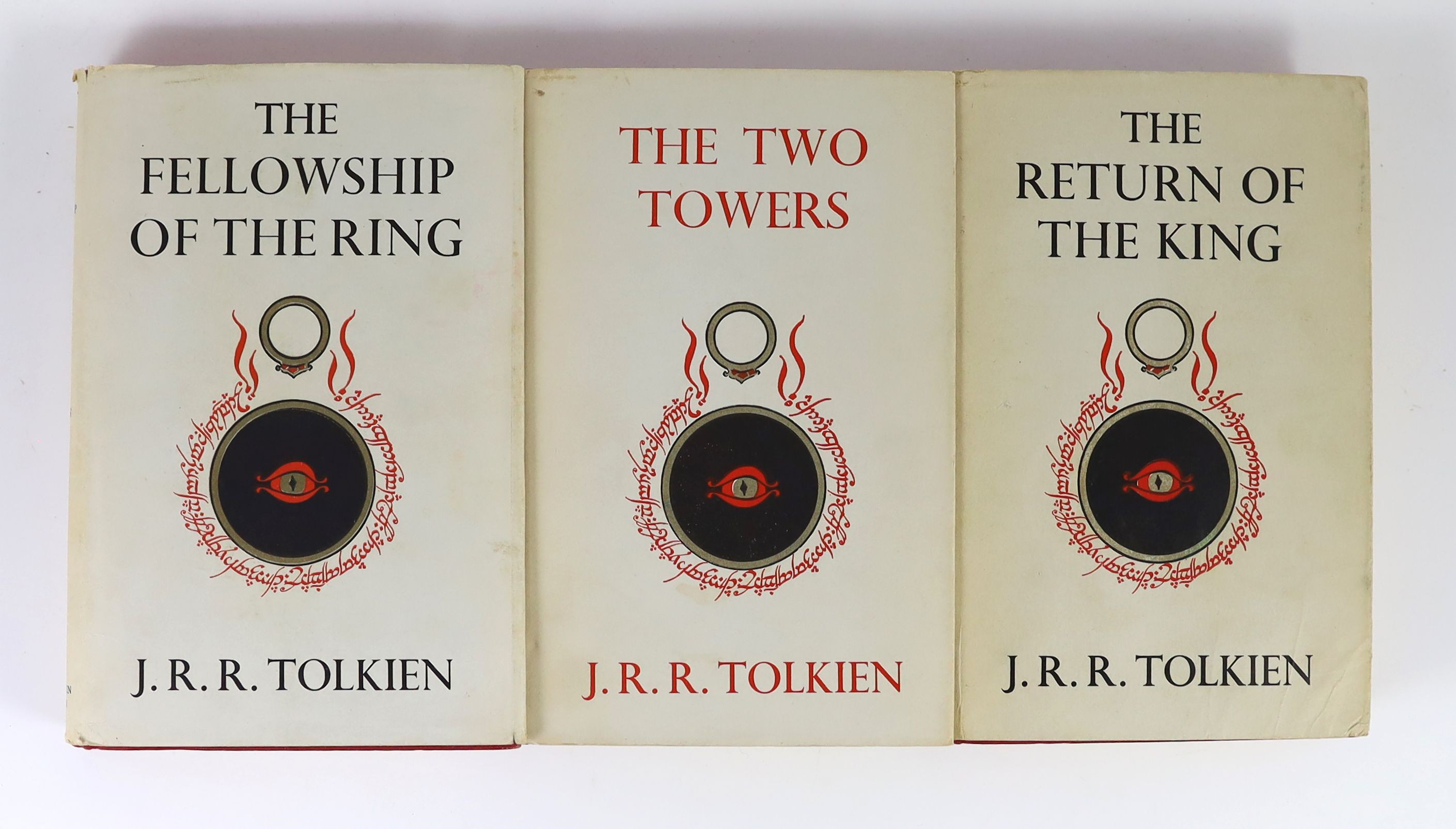 Tolkien, J.R.R - The Lord of the Rings, 3 vols, 8vo, all with d/j’s, 13th impression of Fellowship, 10th impressions of Towers and Return, London, George Allen and Unwin, London, 1963